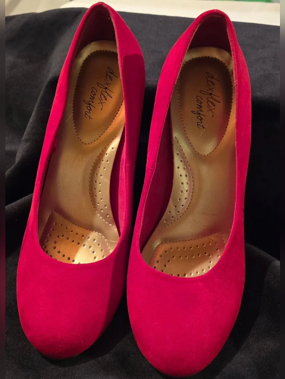 Red Suede Wedge Heels
